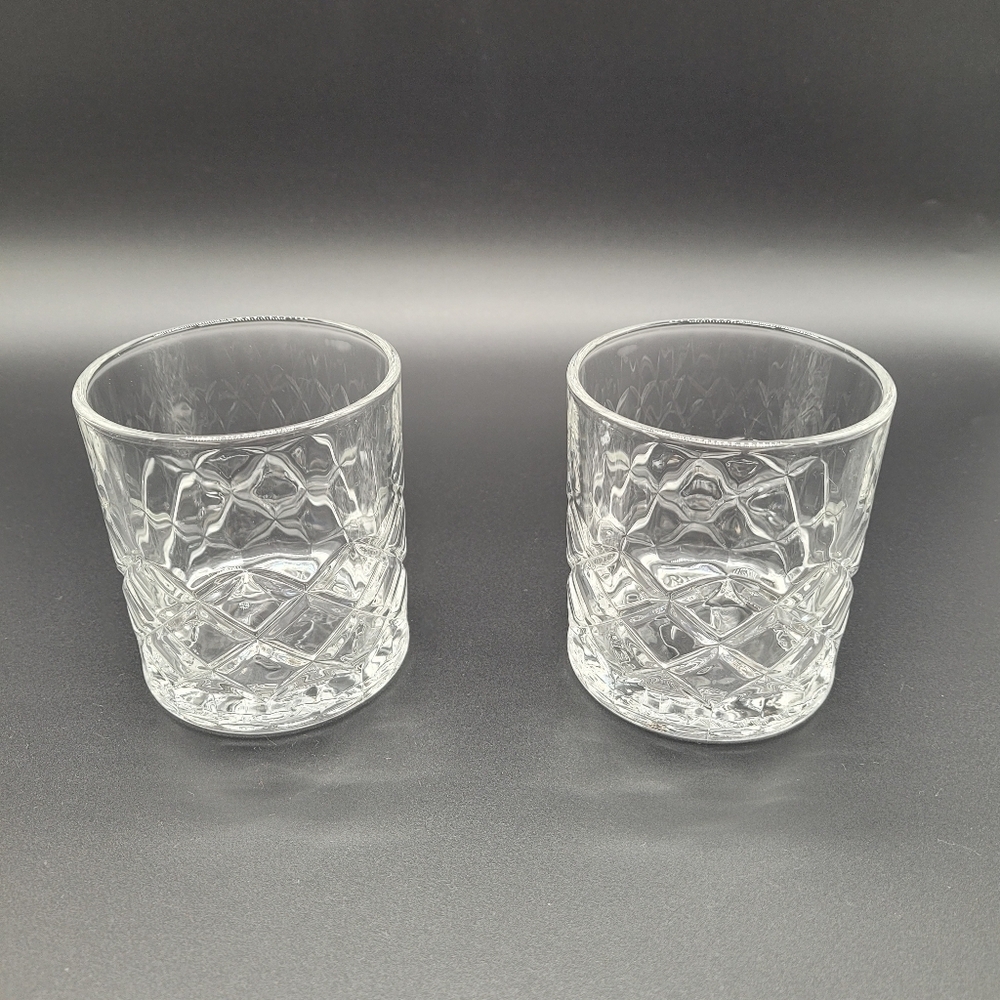 Courvoisier Cognac Brandy Glasses Cut Glass Embossed Set of 2​​​